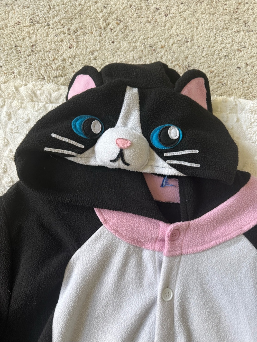 Adults AZO Black & White Cat Hooded Onesie Costume/PJ